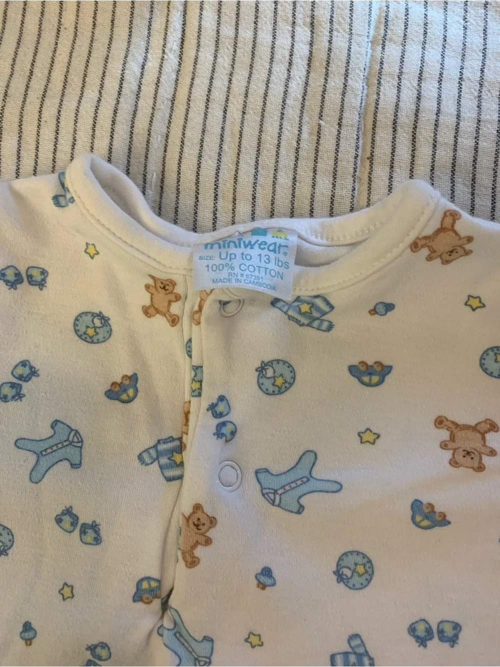 Vintage 100% Cotton Baby Onesie